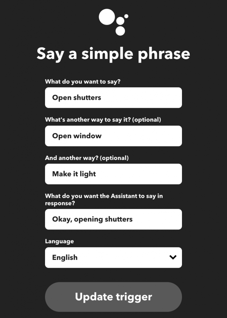 IFTTT IF step — Google Assistant voice trigger
